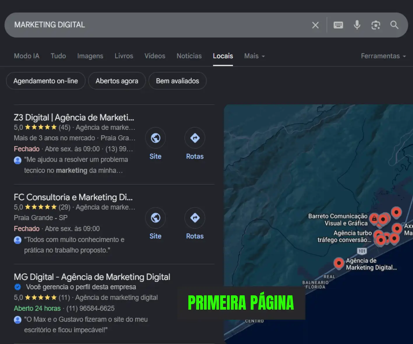 seo resultado google mg digital