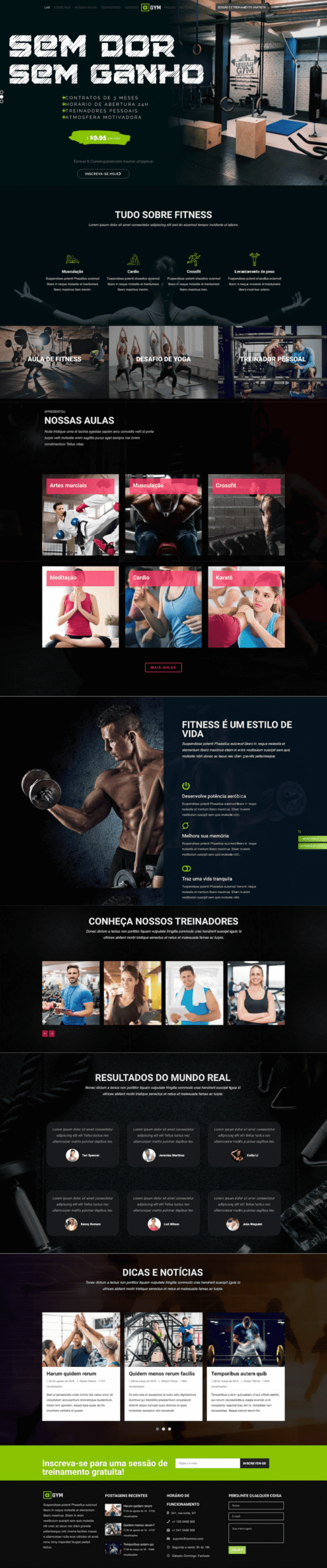 Site academia fitness desenvolvido pela MG Digital