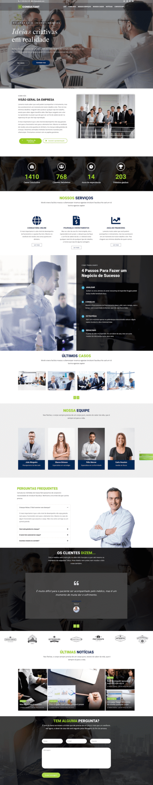 Site consultoria financeira e investimentos desenvolvido pela MG Digital